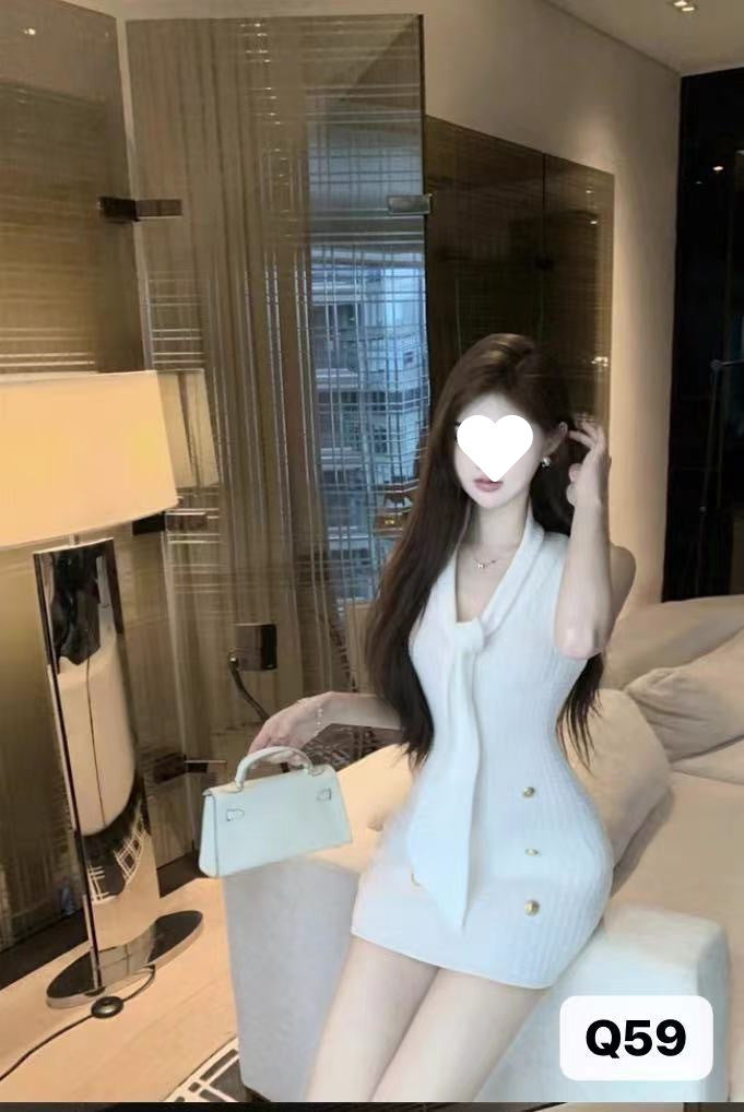 Vestido (Saia) de Malha Elegante Feminino | Estilo Casual Chique | Gola Média | Múltiplas Cores | Leano Shop