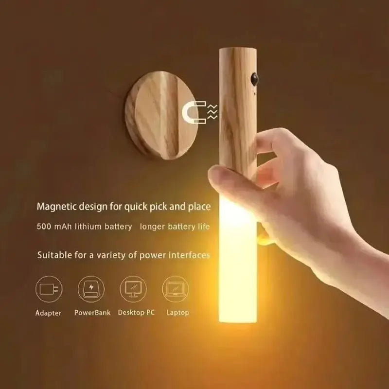 ✨ Luz Noturna LED Magnética Recarregável com Sensor de Movimento (300mAh) – Leano Shop
