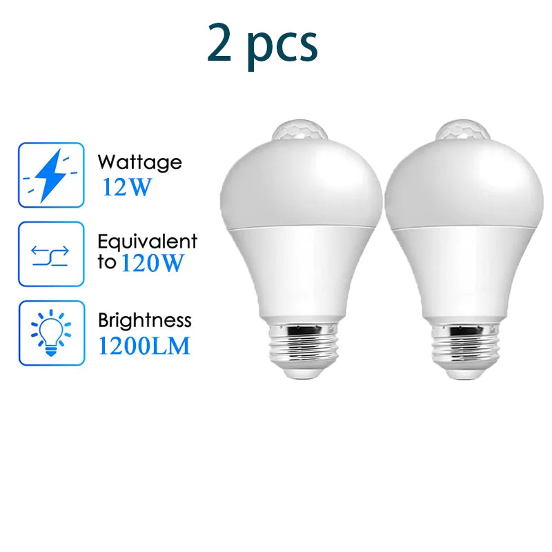 Lâmpada LED E27 Inteligente com Sensor de Movimento PIR 12W – Auto On/Off 220V