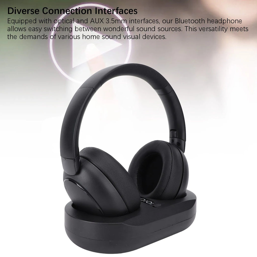 Headphone TV Wireless 2.4G/BT 5.3 com Dock de Carregamento