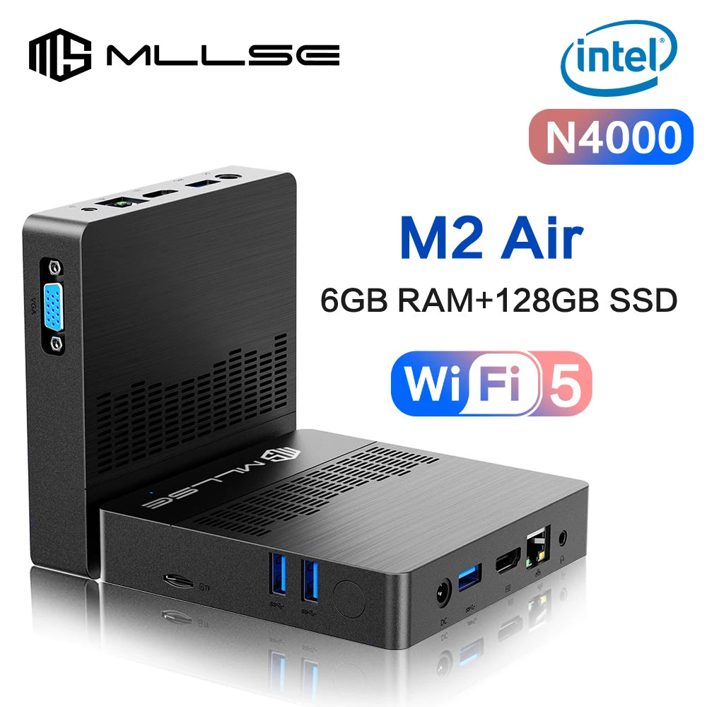 MLLSE M2 Air Mini PC (Intel N4000/J3710, WiFi Dual-Band)
