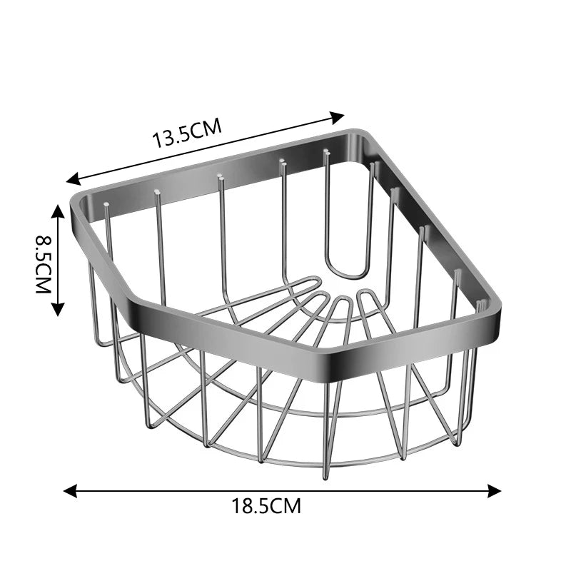 Cesto Organizador de Drenagem Ajustável (Aço Inoxidável) – Suporte de Esponjas, Sabão e Utensílios para Pia/Bancada