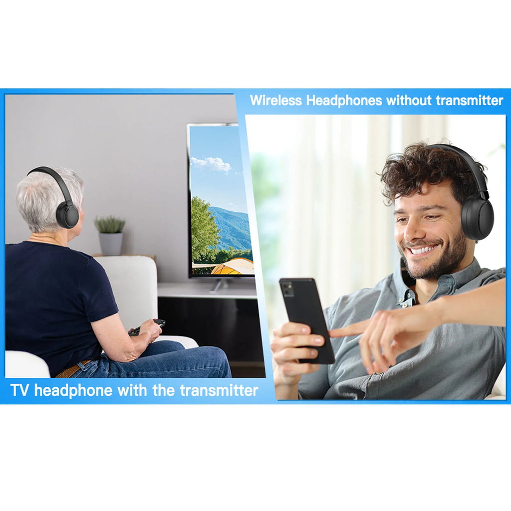 Headphone TV Wireless 2.4G/BT 5.3 com Dock de Carregamento