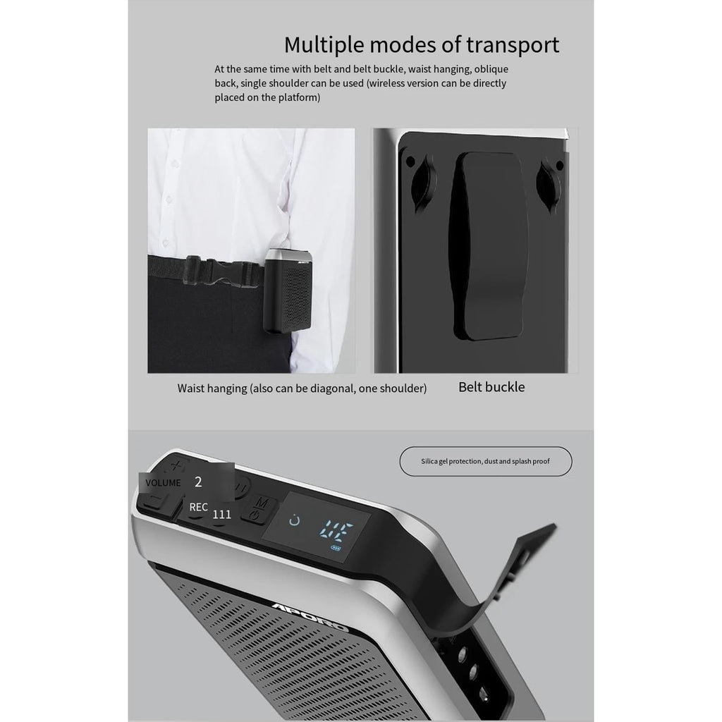 Amplificador de Voz Portátil 30W (2.4G/Bluetooth) para Professores e Guias