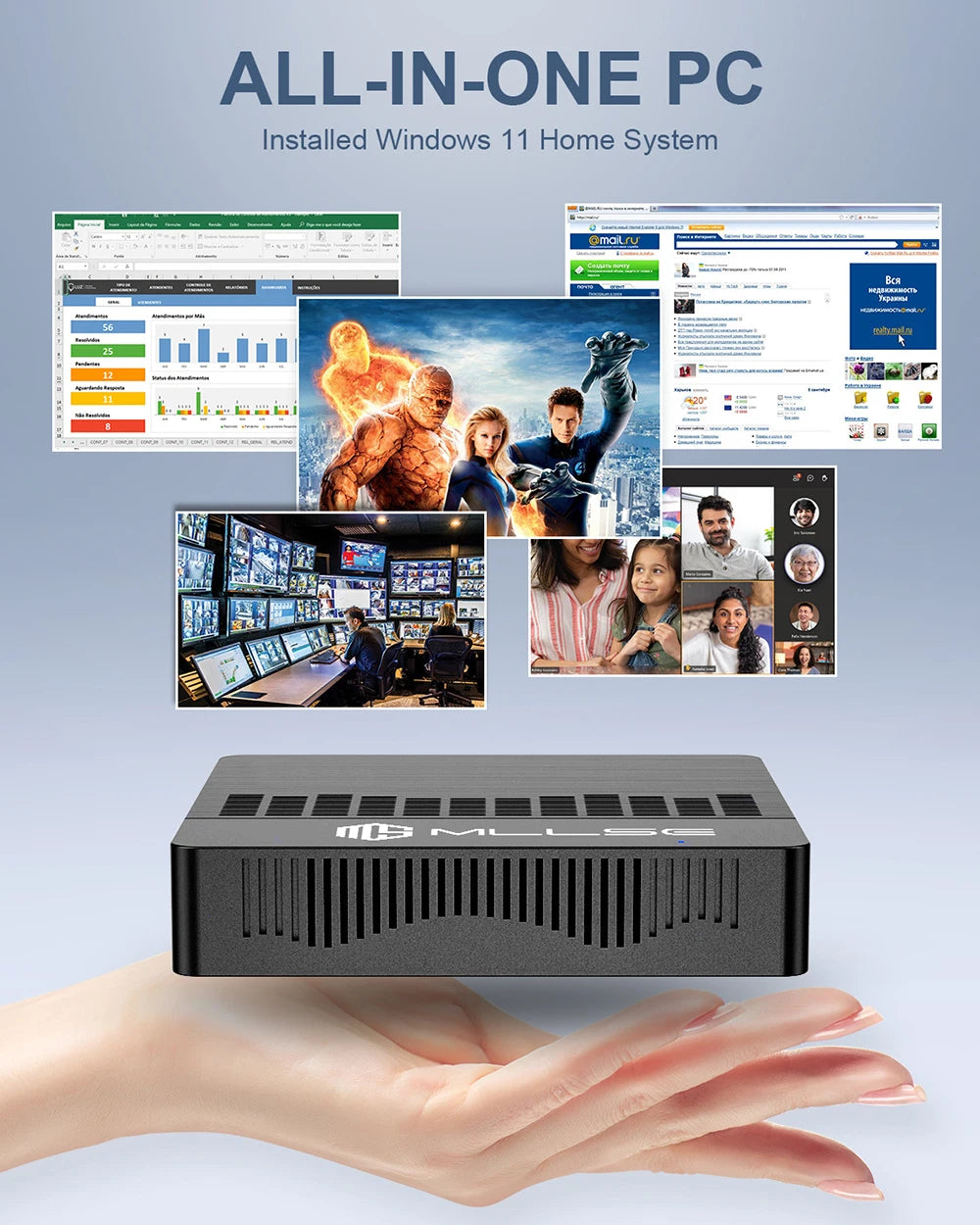 MLLSE M2 Air Mini PC (Intel N4000/J3710, WiFi Dual-Band)