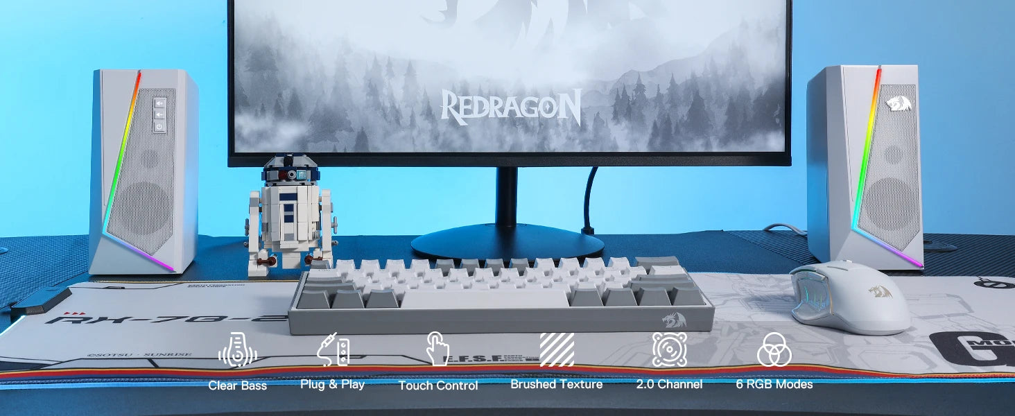 Redragon GS520 RGB Desktop Speakers (Branco/Rosa)