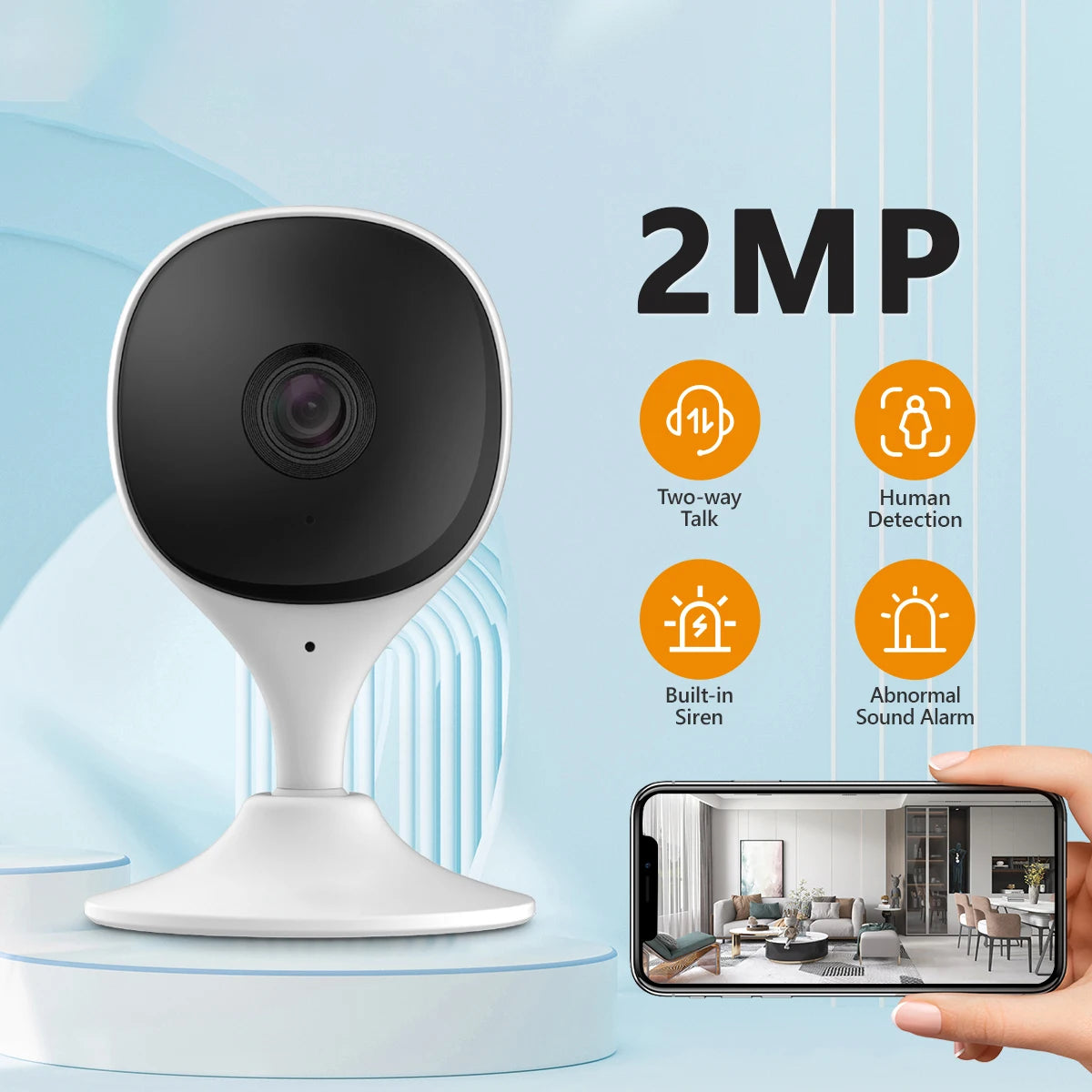 Cue 2E 2MP Wifi Security Camera Indoor Baby Monitor Human Detection Night Vision IP Camera Video Surveillance
