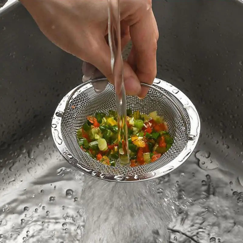 Filtro de Pia de Cozinha em Aço Inoxidável (Cesto de Resíduos com Alça)