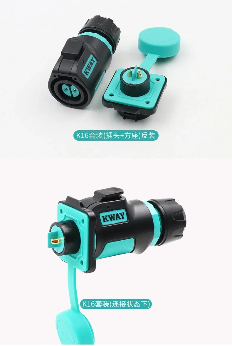 Conector de Aviação Plástico M16 KWAY K16 (2-9 Pinos, IP68)