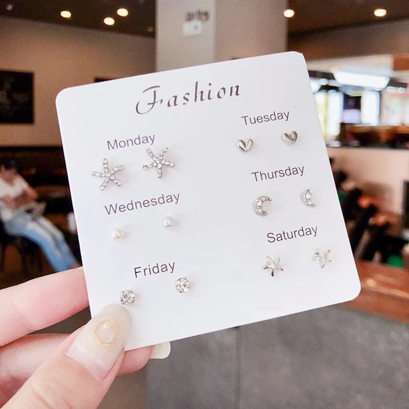 Conjunto de Mini Brincos Stud em Prata S925 - Joia Simples e Elegante