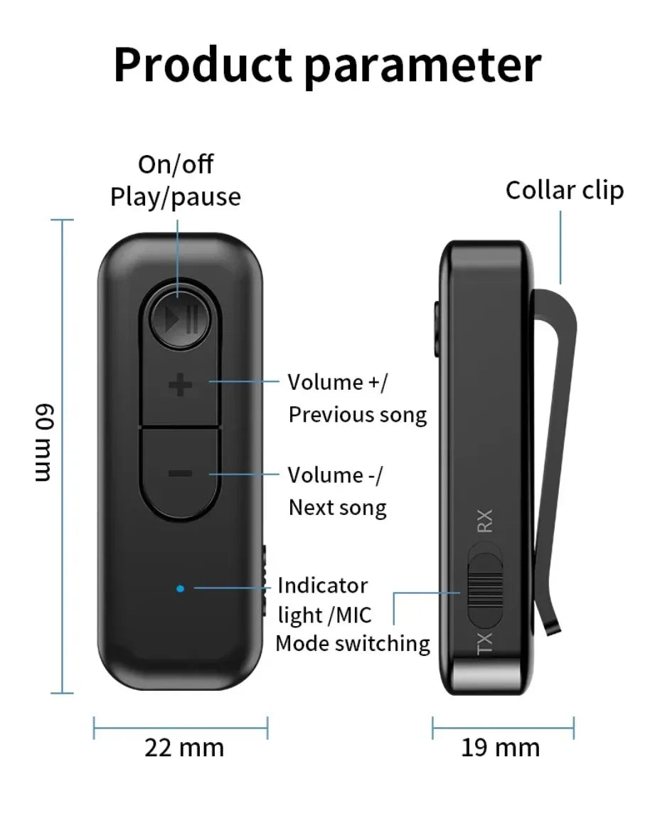Adaptador Bluetooth 2-em-1 (Transmissor e Recetor 5.3)