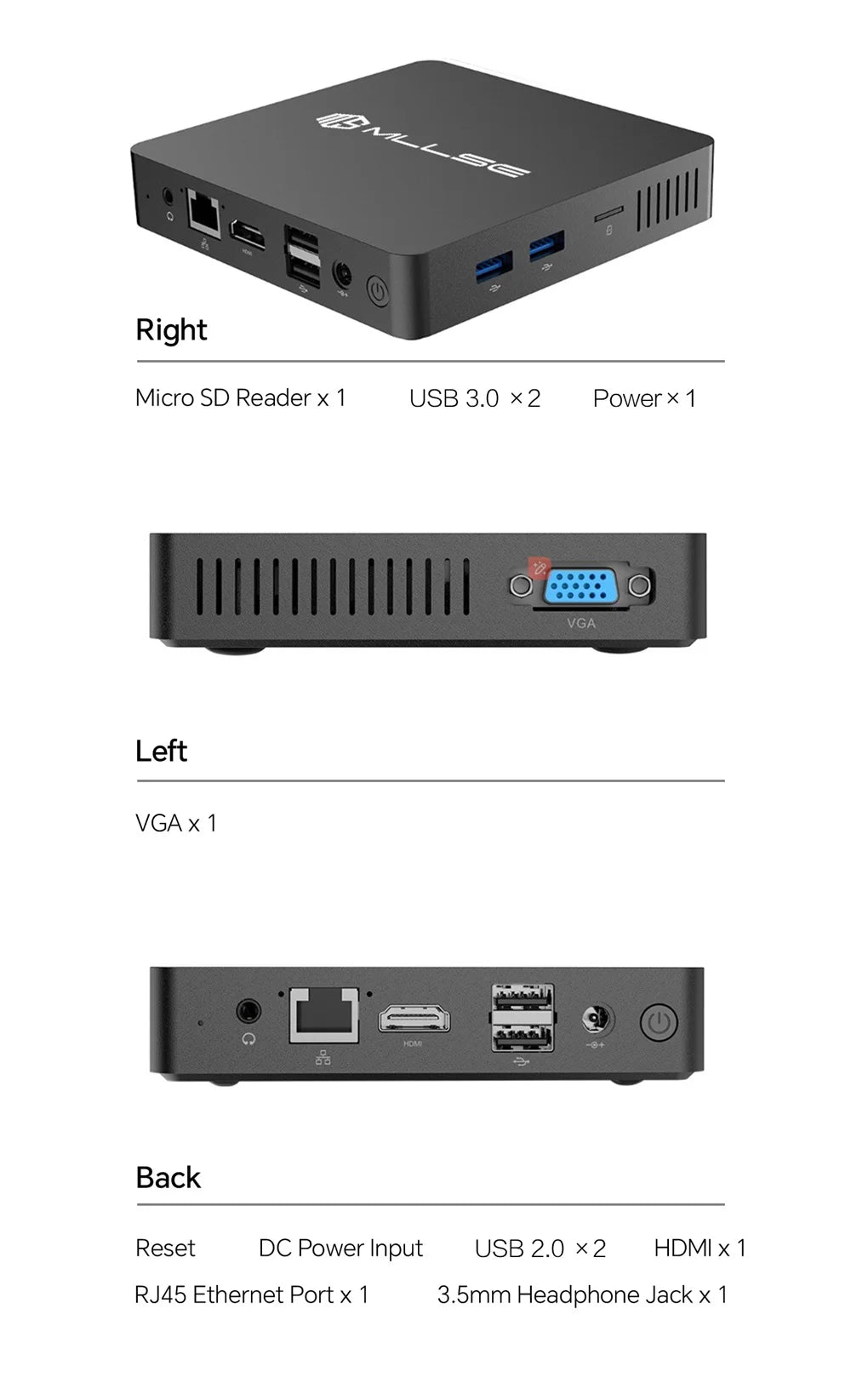 MLLSE M2 Air Mini PC (Intel N4000/J3710, WiFi Dual-Band)