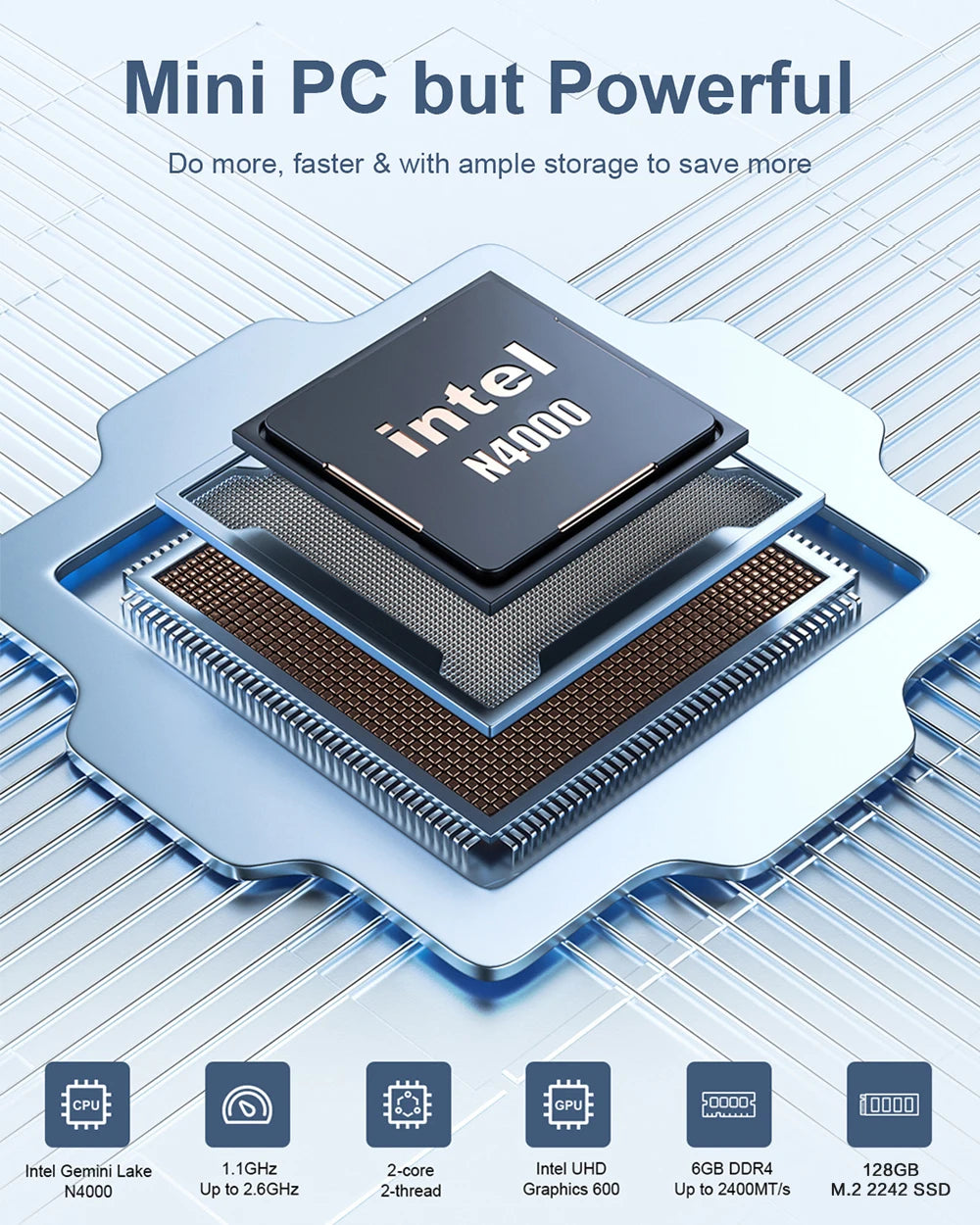 MLLSE M2 Air Mini PC (Intel N4000/J3710, WiFi Dual-Band)