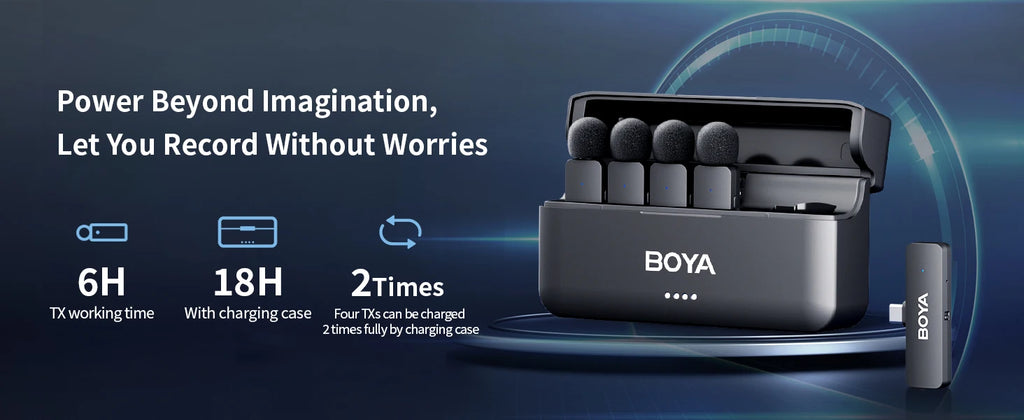 BOYA BY-V4 Wireless Lavalier Microphone (Kit 4 Microfones)