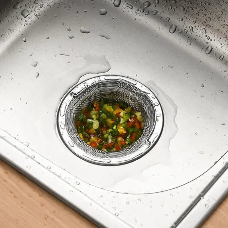 Filtro de Pia de Cozinha em Aço Inoxidável (Cesto de Resíduos com Alça)