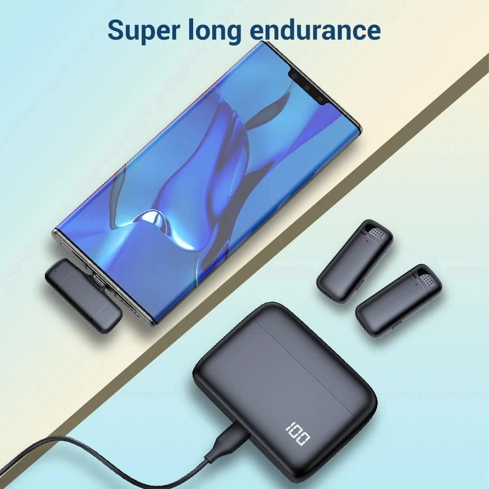 Microfone Lapela Stereo Wireless (C/ Estojo de Carregamento)