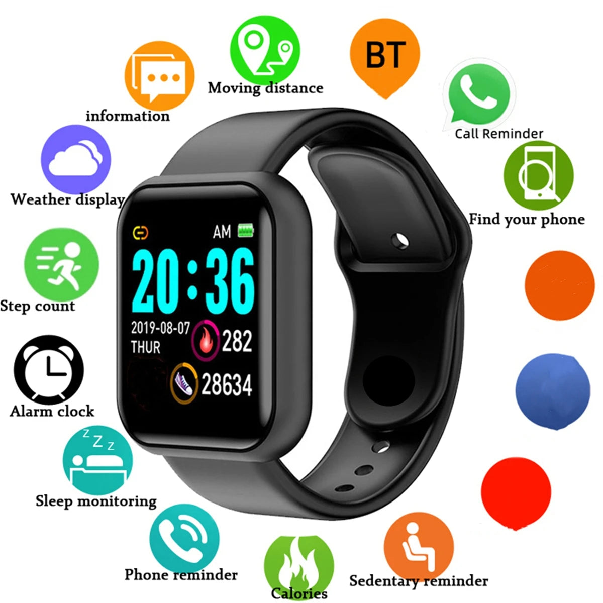 Smartwatch Unissexo D13/116Plus - Monitor Fitness, Notificações e Frequência Cardíaca