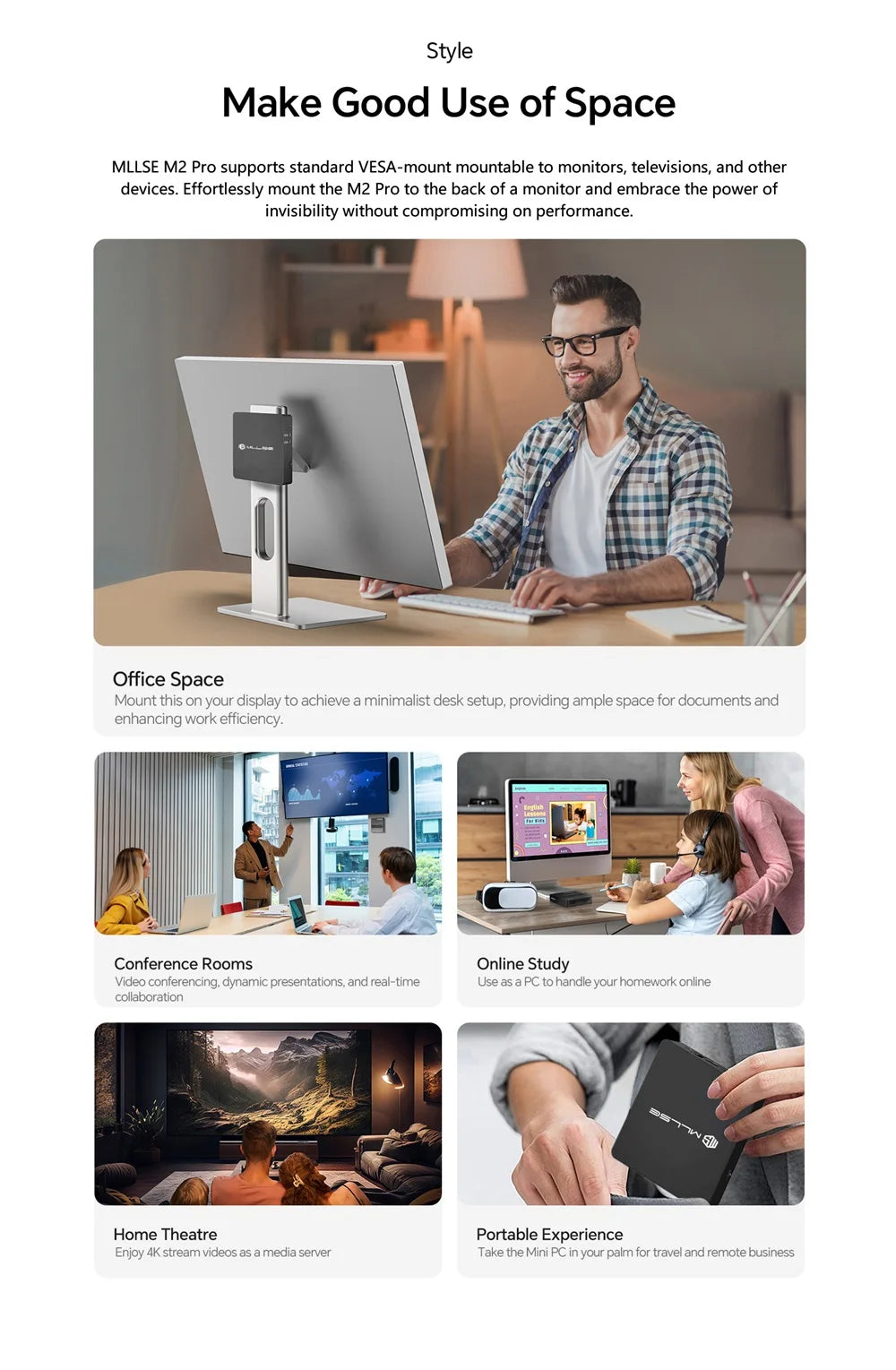 MLLSE M2 Air Mini PC (Intel N4000/J3710, WiFi Dual-Band)
