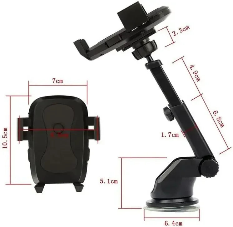 Suporte de Telemóvel para Carro 360° Universal (Braço Retrátil e Ventosa)