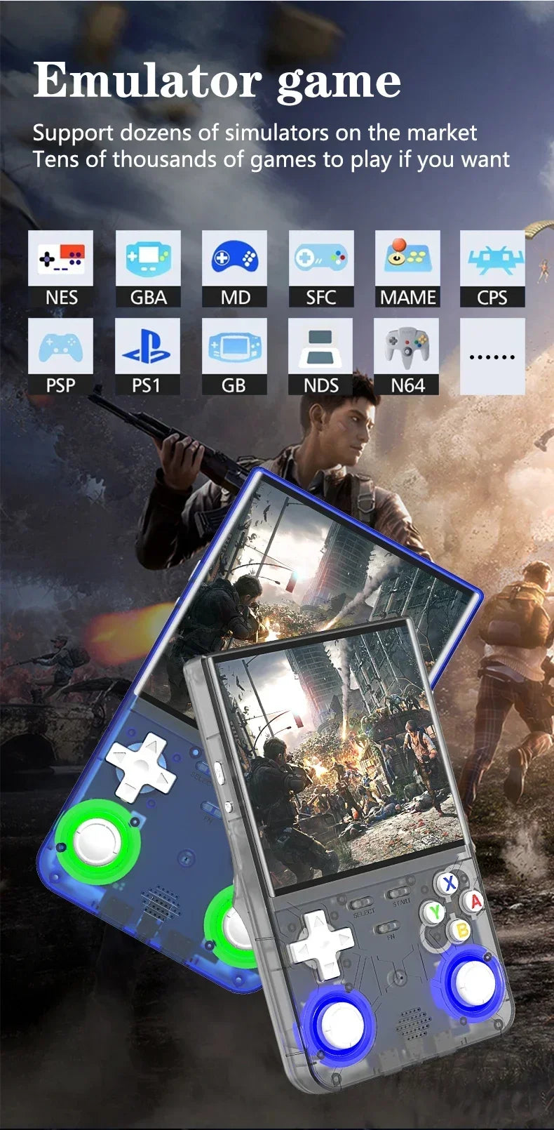Consola Retro R36Ultra Handheld (WIFI, Ecrã 4 Polegadas)