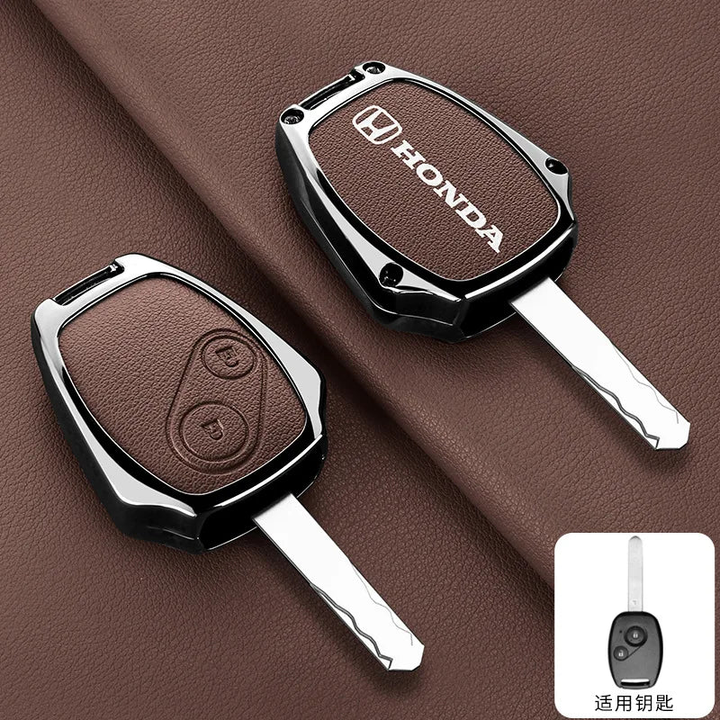 **Capa Premium para Chave Honda (Liga de Zinco + Couro) – CRV, Civic, Jazz, Fit e Mais