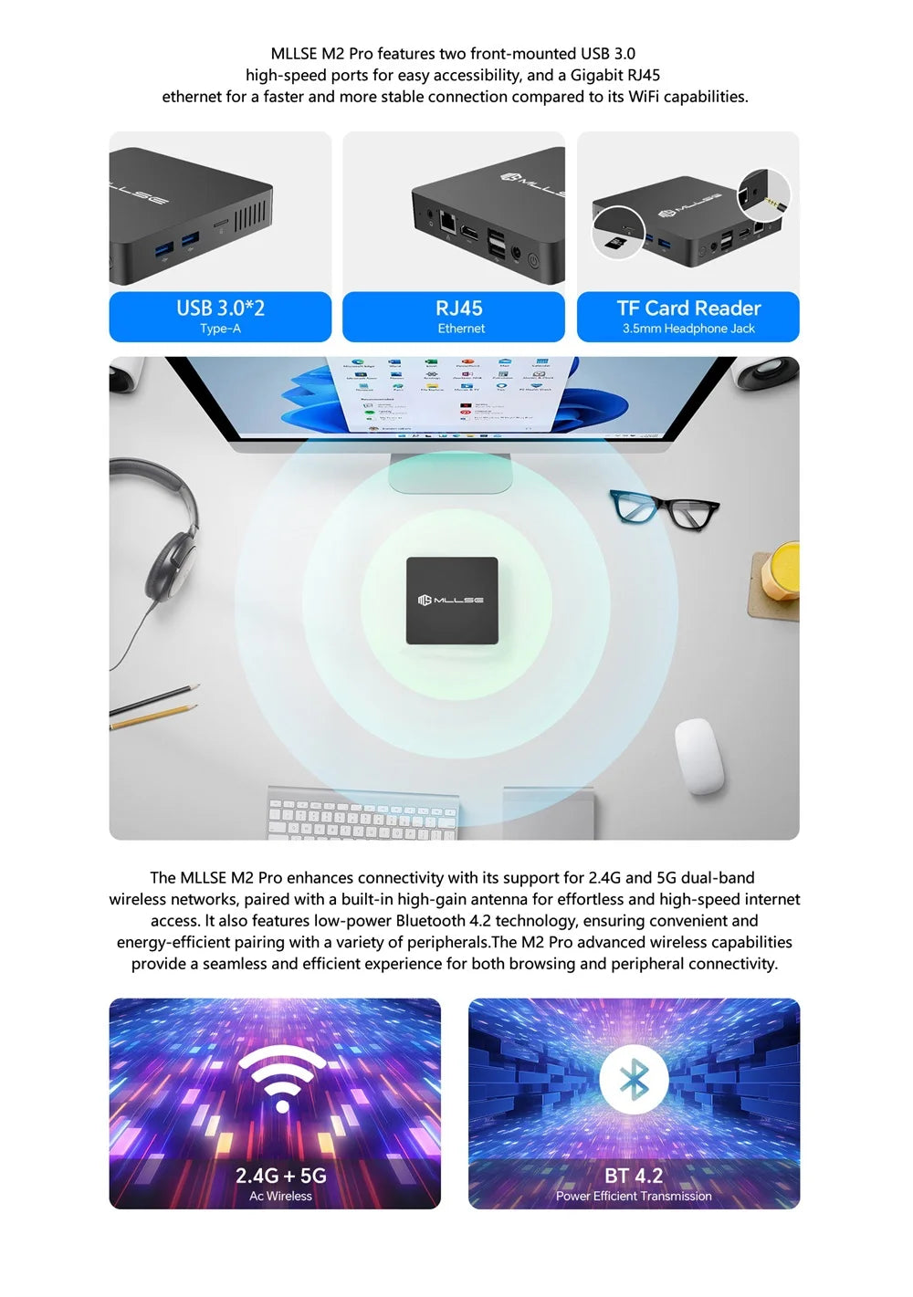 MLLSE M2 Air Mini PC (Intel N4000/J3710, WiFi Dual-Band)
