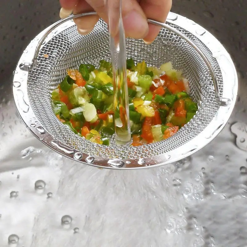 Filtro de Pia de Cozinha em Aço Inoxidável (Cesto de Resíduos com Alça)