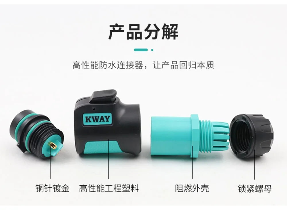 Conector de Aviação Plástico M16 KWAY K16 (2-9 Pinos, IP68)