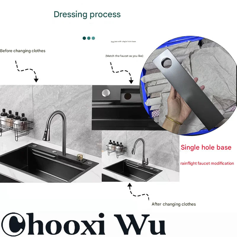 Torneira de Cozinha Casacata Pull Down (Misturador Quente/Frio)