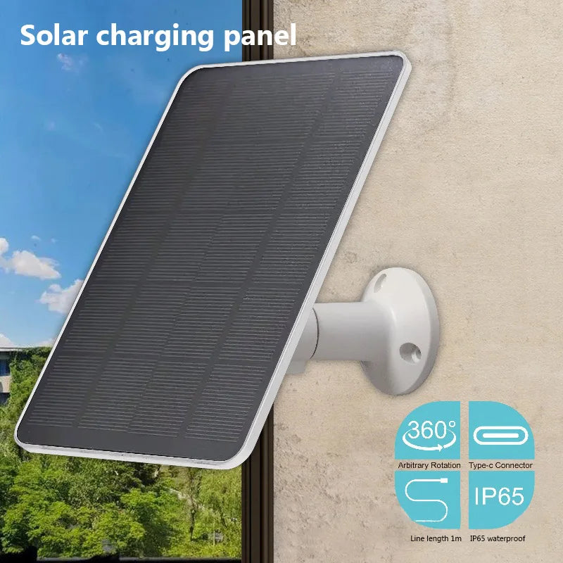 Painel Solar de 10W (5V) com Saída Tipo-C – Carregamento Contínuo para Câmaras de Vigilância e Segurança
