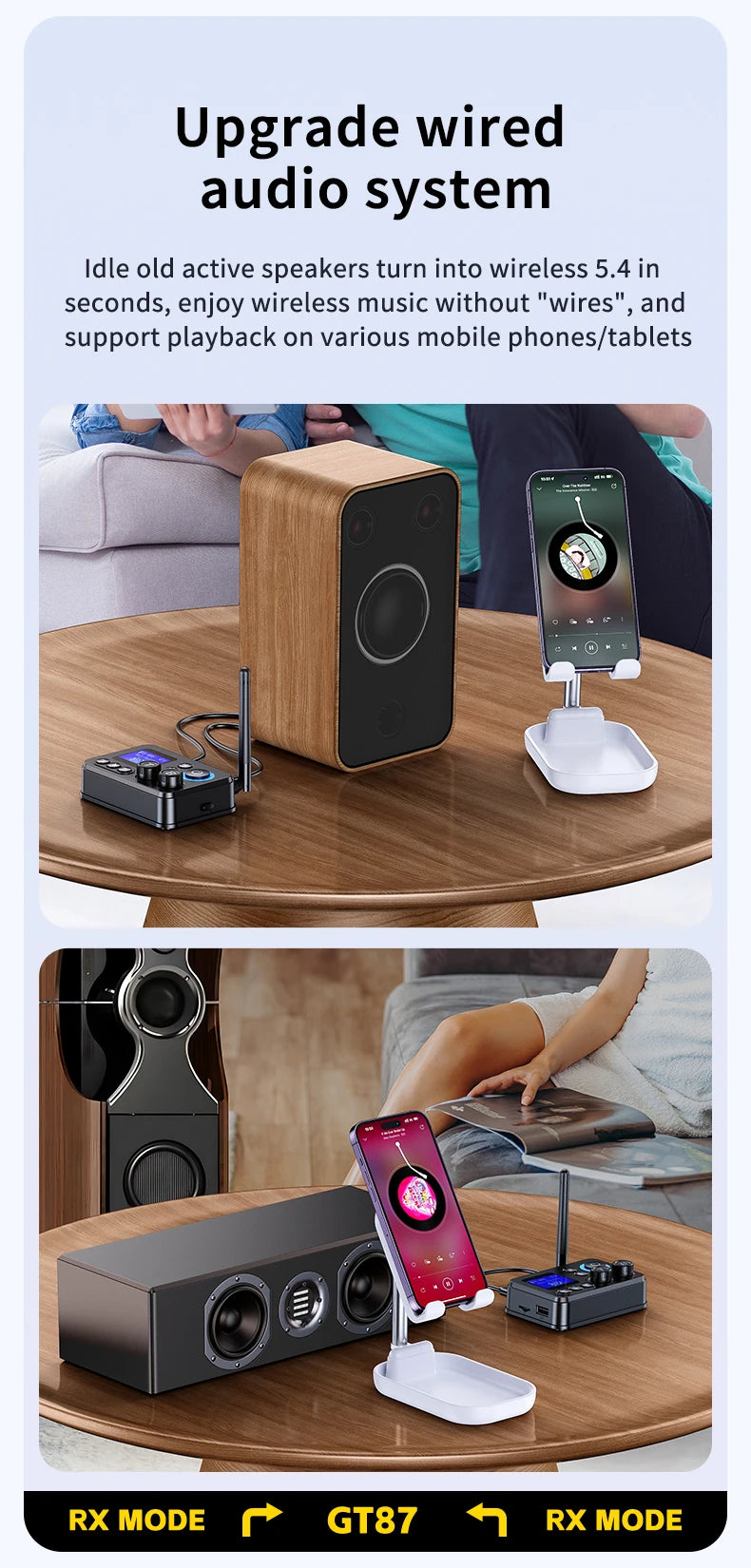 Transmissor/Recetor Bluetooth 5.4 GT87 (AUX/SPDIF/COAXIAL/TF)