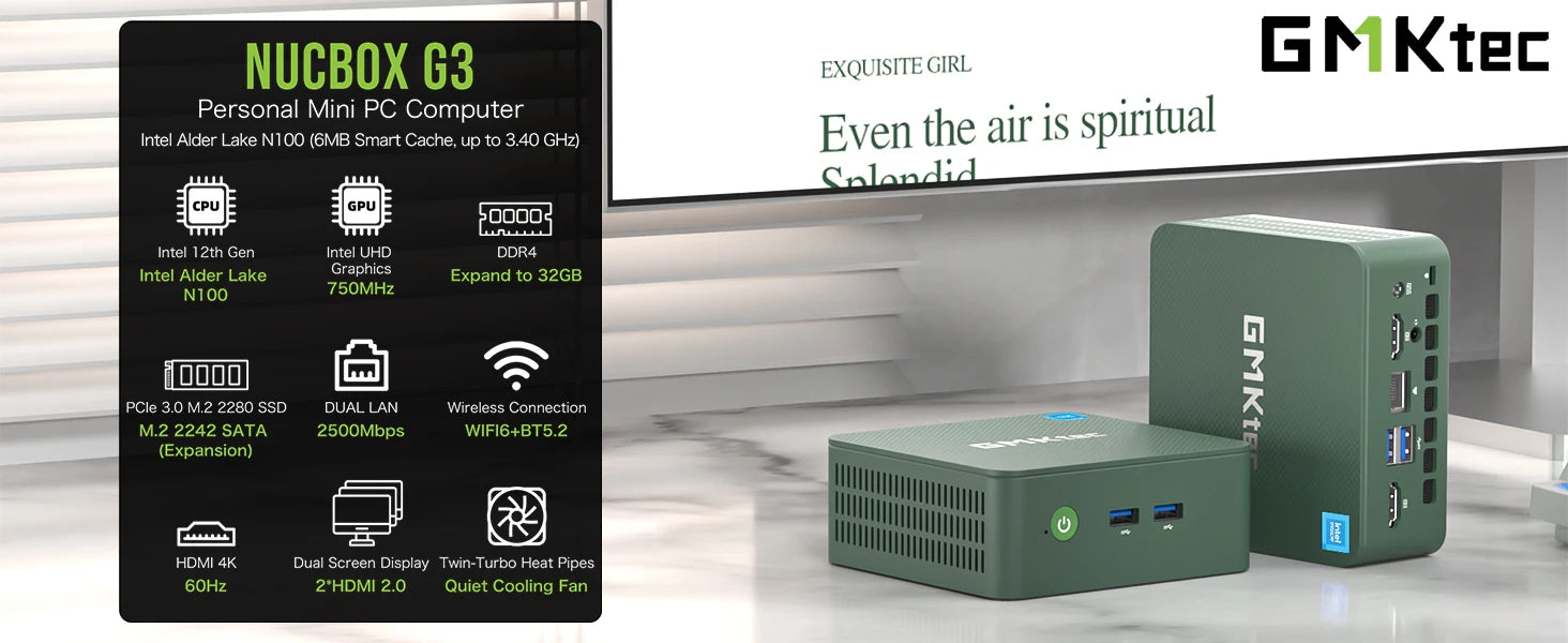 GMKtec G3 Mini PC (Intel Alder Lake N100, Windows 11 Pro)