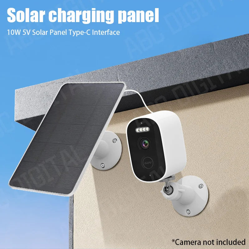 Painel Solar de 10W (5V) com Saída Tipo-C – Carregamento Contínuo para Câmaras de Vigilância e Segurança