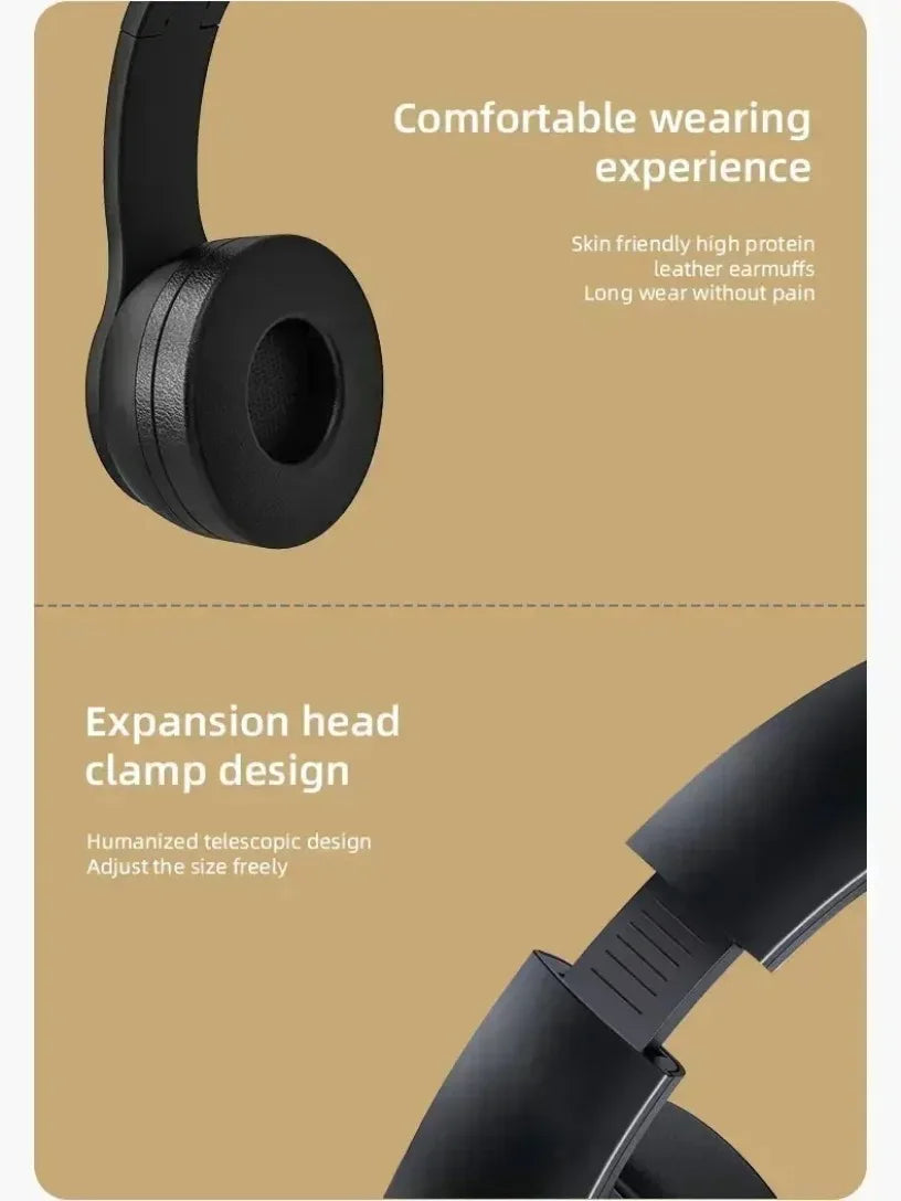 P47 Foldable Wireless Bluetooth Headphone (Bass HiFi)