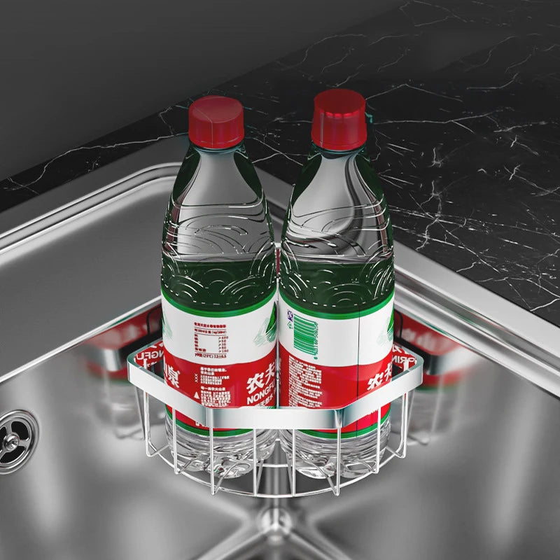 Cesto Organizador de Drenagem Ajustável (Aço Inoxidável) – Suporte de Esponjas, Sabão e Utensílios para Pia/Bancada