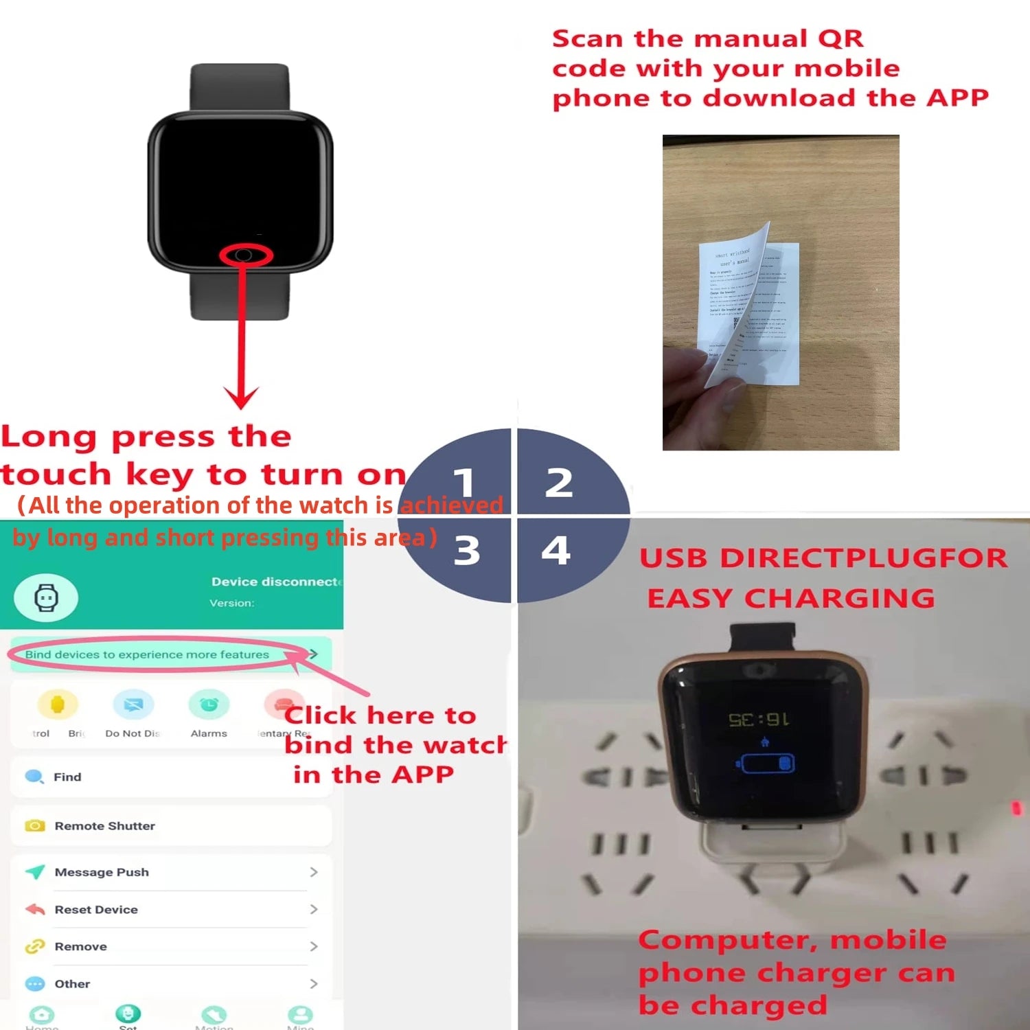 Smart Band Fitness (Controlo de Música e Monitor de Passos) - Compatível com Android/iOS