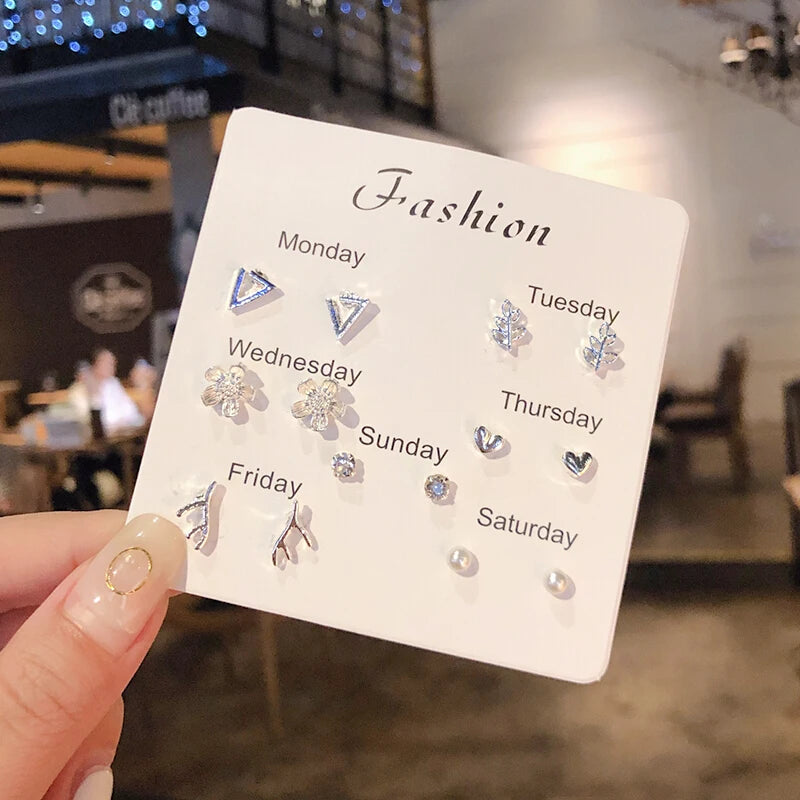 Conjunto de Mini Brincos Stud em Prata S925 - Joia Simples e Elegante