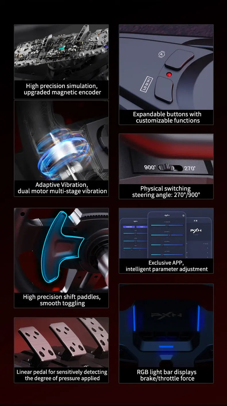 Volante PXN V9/V9 Gen2 Racing Simulator (270°/900°)