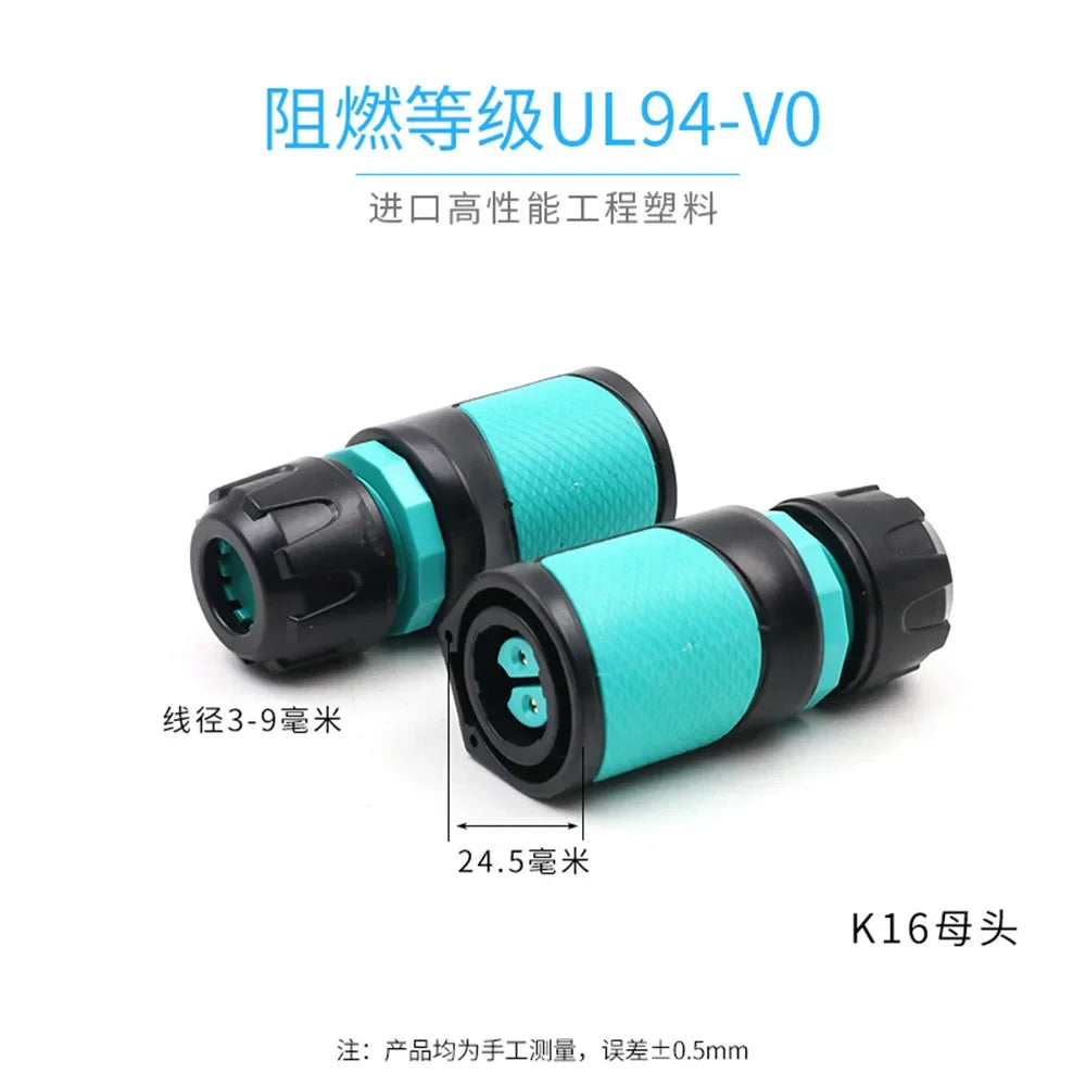 Conector de Aviação Plástico M16 KWAY K16 (2-9 Pinos, IP68)