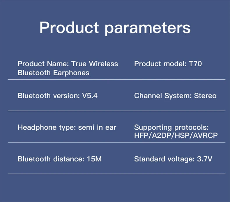 T70 Wireless Earbuds (Sleeping Headphones, Comfort Fit)