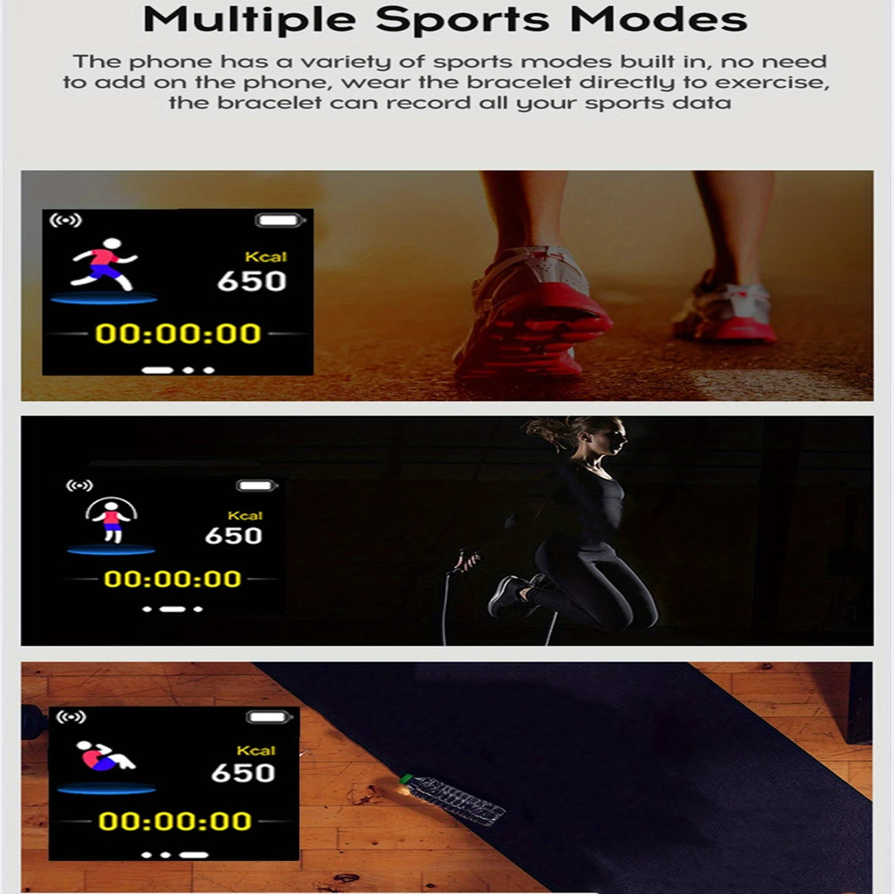 Smart Band Fitness (Controlo de Música e Monitor de Passos) - Compatível com Android/iOS