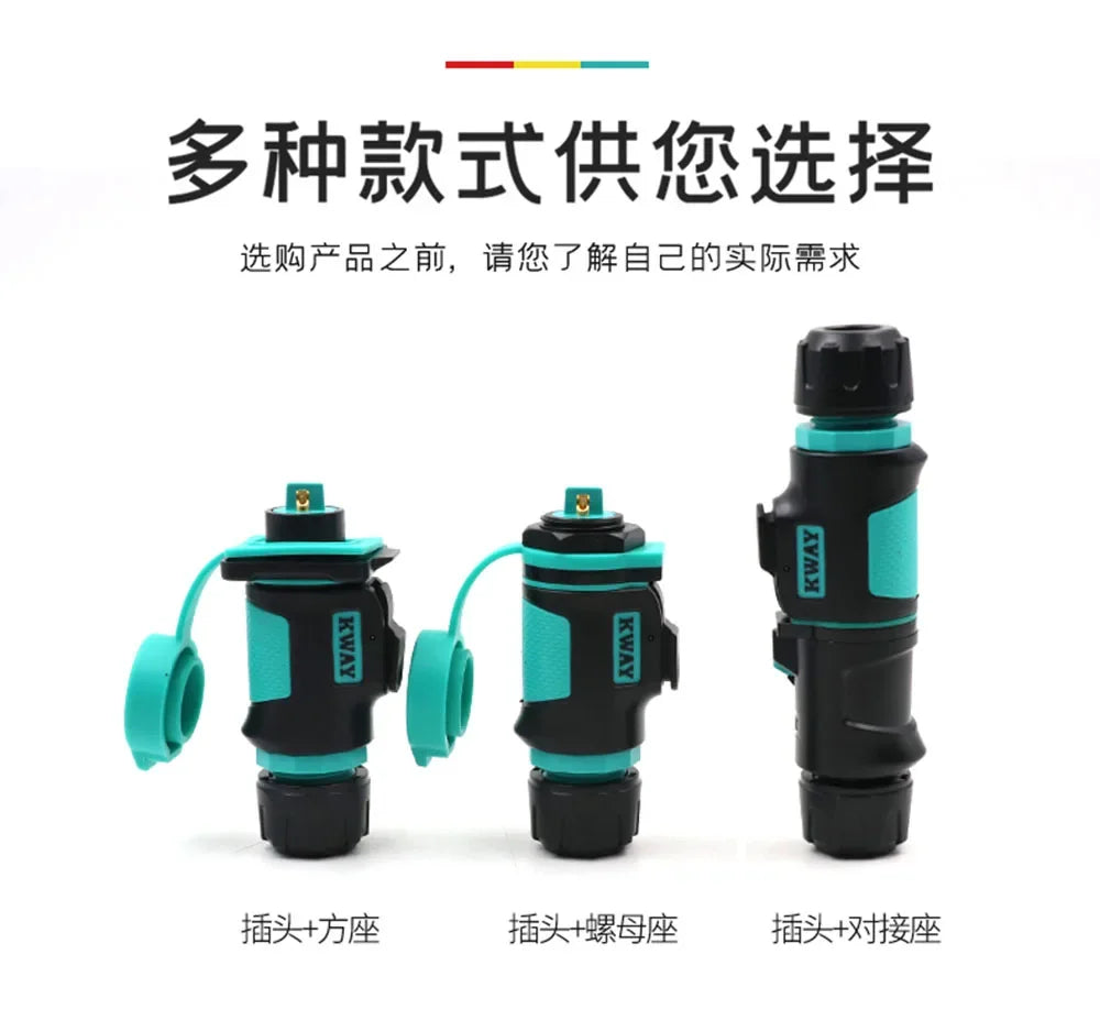 Conector de Aviação Plástico M16 KWAY K16 (2-9 Pinos, IP68)