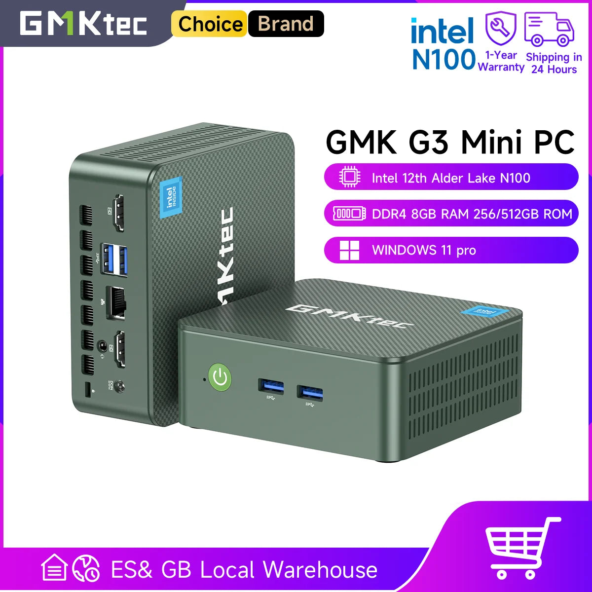 GMKtec G3 Mini PC (Intel Alder Lake N100, Windows 11 Pro)