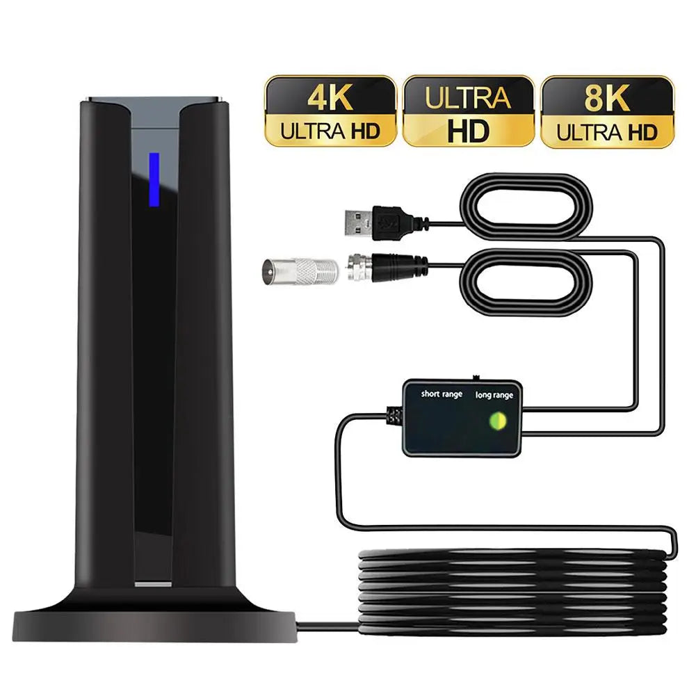 Antena Digital HDTV Inteligente para TV (Interior) – Recepção 360°, Suporta 4K/1080P, Alcance de 50-80 Milhas