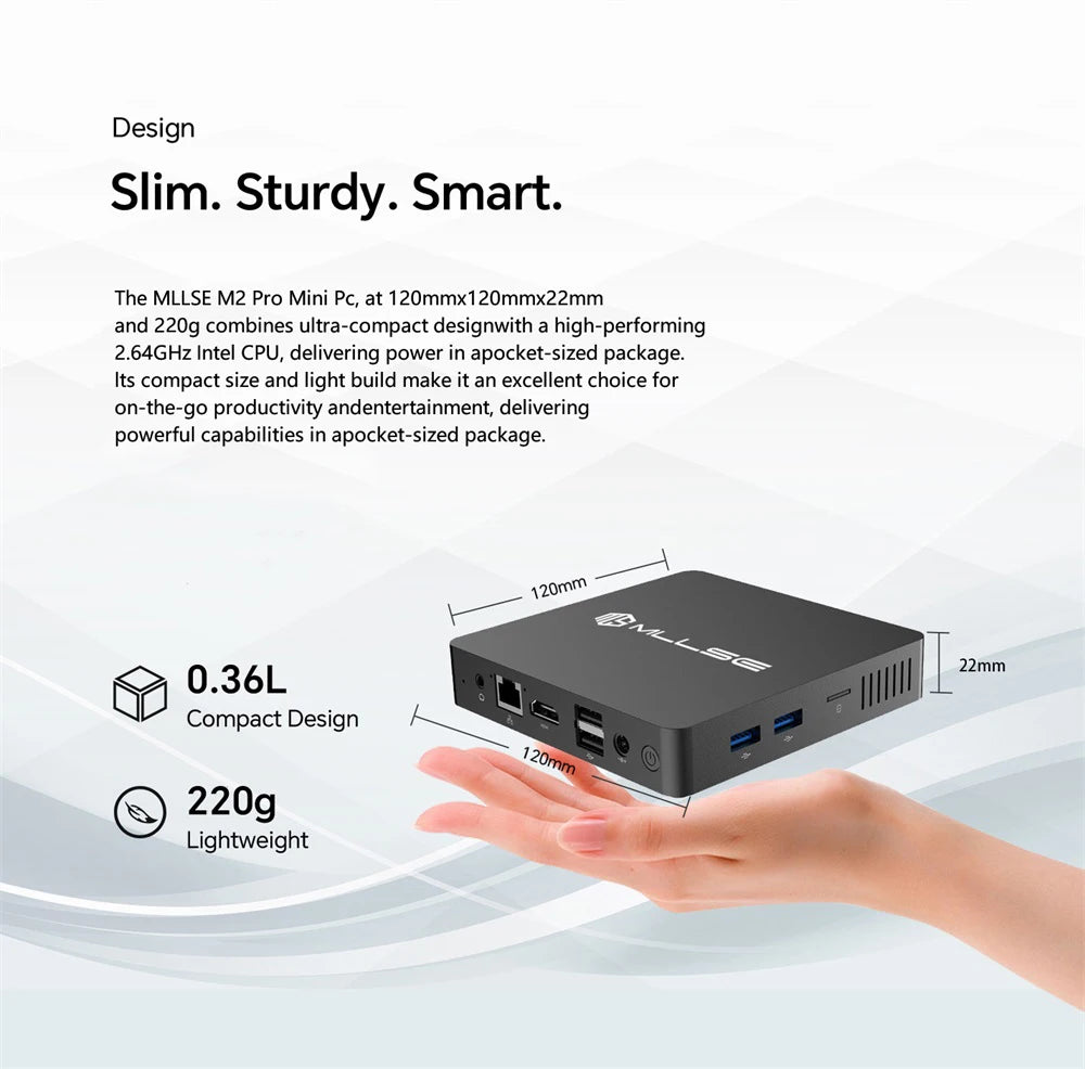 MLLSE M2 Air Mini PC (Intel N4000/J3710, WiFi Dual-Band)