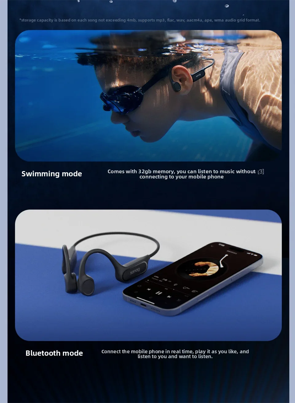 Sanag B33S Bone Conduction (32GB, IPX8)