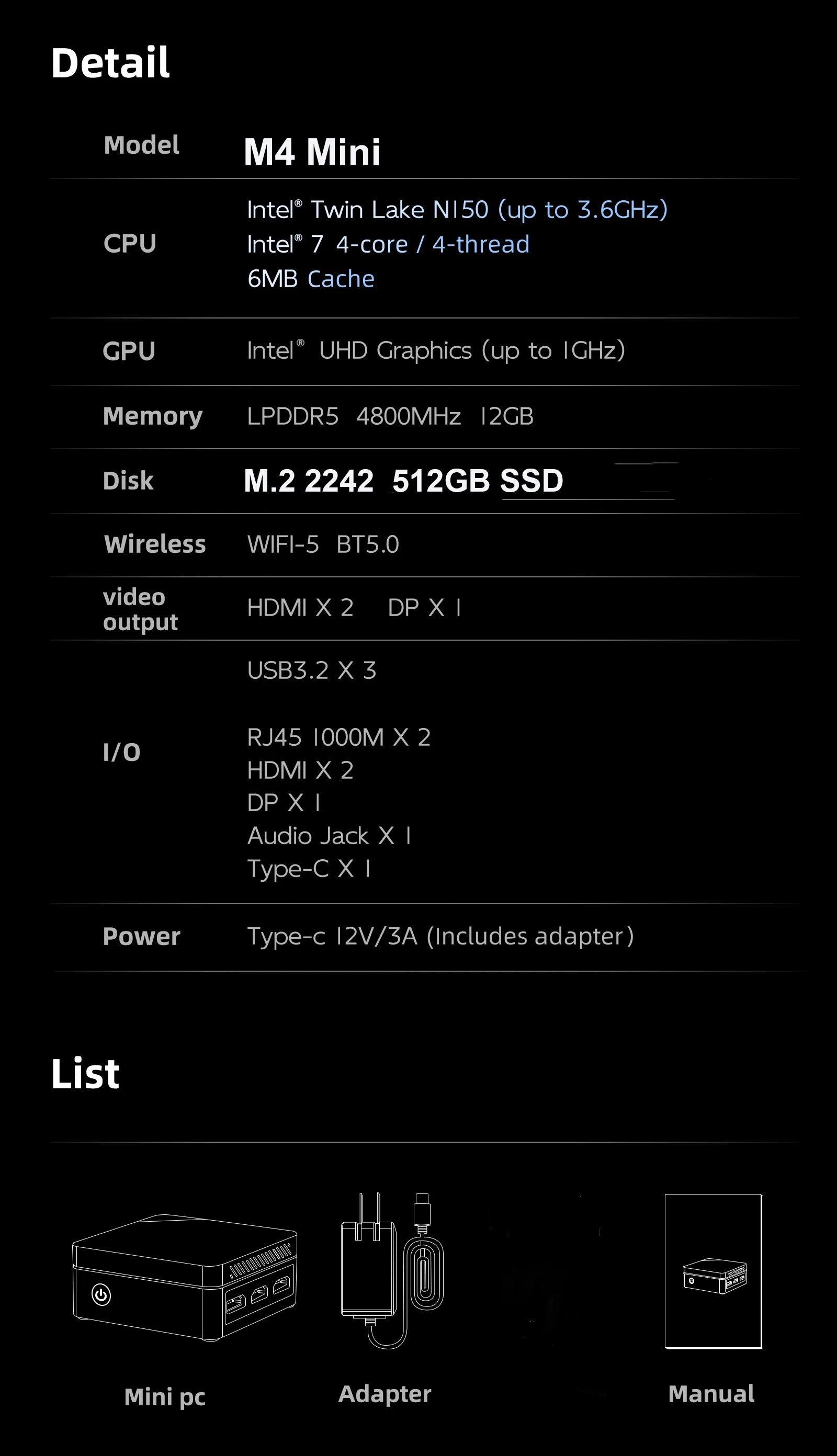 SOYO M4 Mini PC (Intel Twin Lake N150, 12GB DDR5)