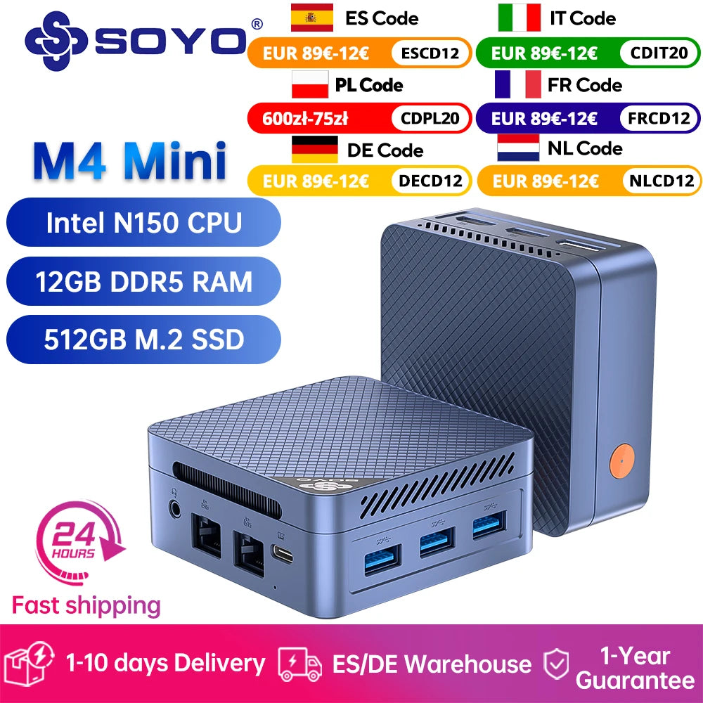 SOYO M4 Mini PC (Intel Twin Lake N150, 12GB DDR5)