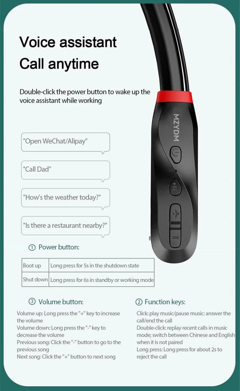 Neckband Wireless Earbuds I35 TWS (Som 9D, Bluetooth 5.3)