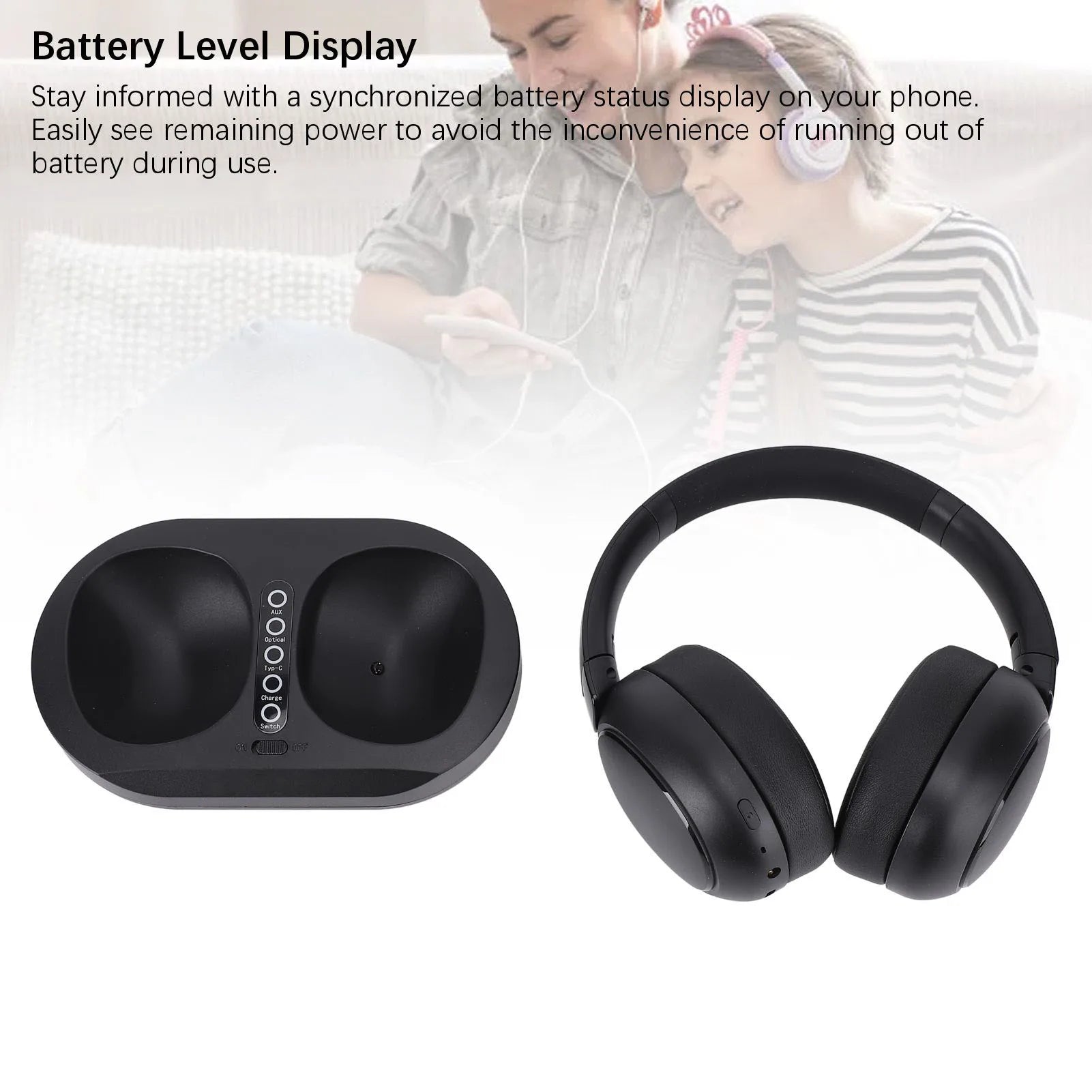 Headphone TV Wireless 2.4G/BT 5.3 com Dock de Carregamento